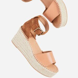 Soludos Women's Palermo Platform Wedge 8 Brown Suede/Leather Boho Buckle Travel